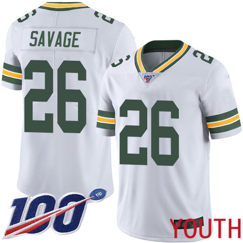 Green Bay Packers Limited White Youth 26 Savage Darnell Road Jersey Nike NFL 100th Season Vapor Untouchable